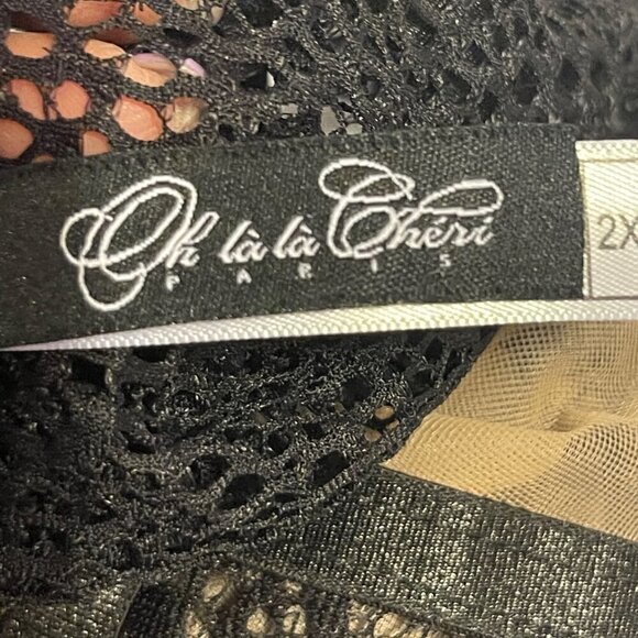 Oh La La Cherie Black Sheer Lace Bodysuit with Lace Overall Clasp closure Size 2 - Picture 3 of 12